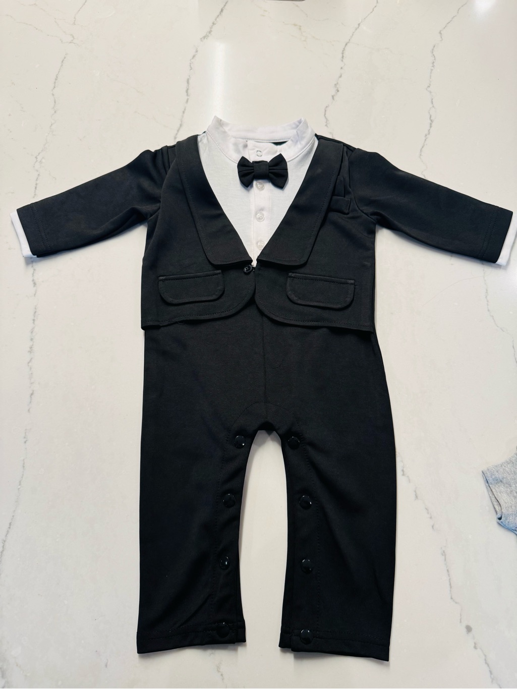 Baby Boy Formal Tuxedo Romper - 9-12m (Runs Large)